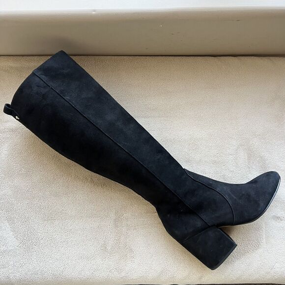 Sam Edelman Thora Black Suede Knee High Boot Block Heel Side Zip Women 5.5 - Picture 1 of 16
